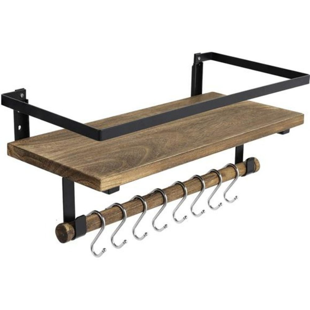 Floating Bathroom Shelves for Kitchen Coffee Bedroom Decor, Wood Wall Mounted - Picture 1 of 6
